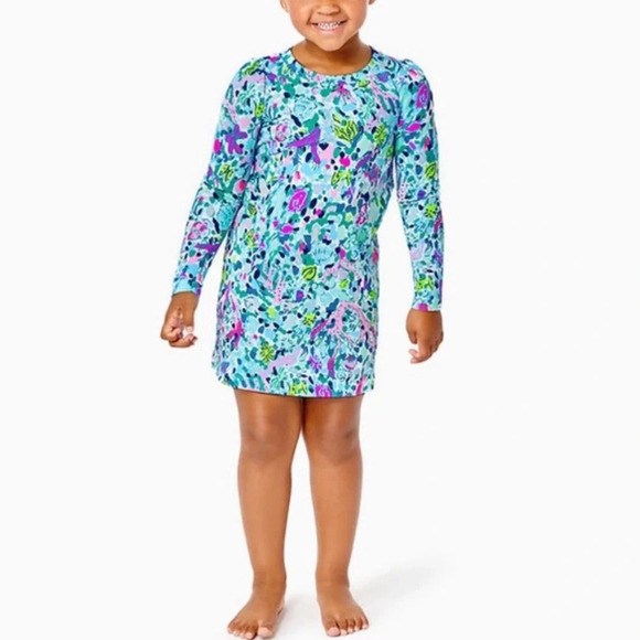 Lilly Pulitzer girls kid long sleeve shift dress in multi dive bar 27203 - Picture 1 of 9